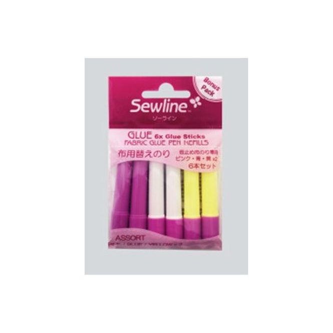 Hovedbilde Sewline - Refill til limpenn 6-pack rosa/blå/gul