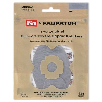 Prym x FabPatch Reparasjonslapp MERINO - Lys grå - 2stk