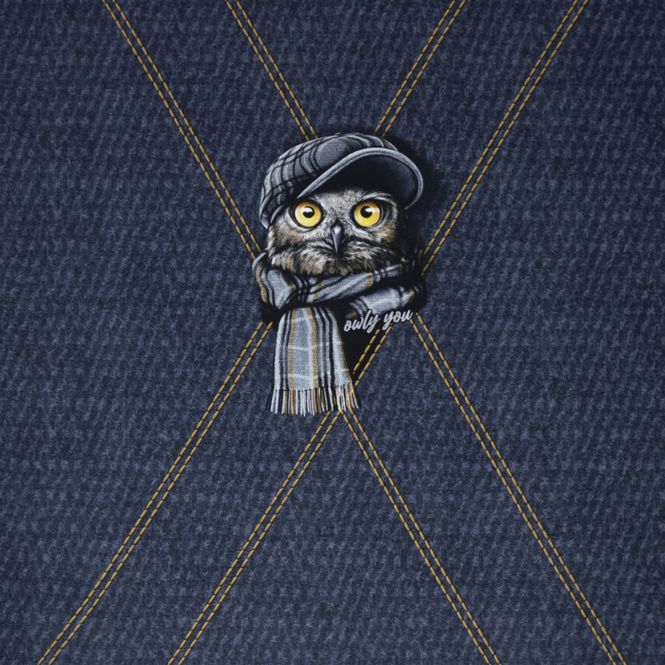 Hovedbilde Owly You panel 83x155cm French Terry - Oker
