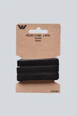 Elastikk 10mm - 3m Sort - 31651001