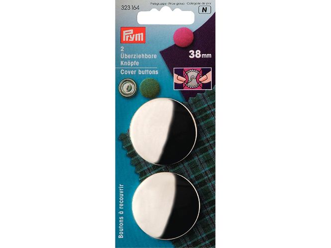 Hovedbilde Prym Overtrekkbare knapper 38mm 2stk sølv 323164