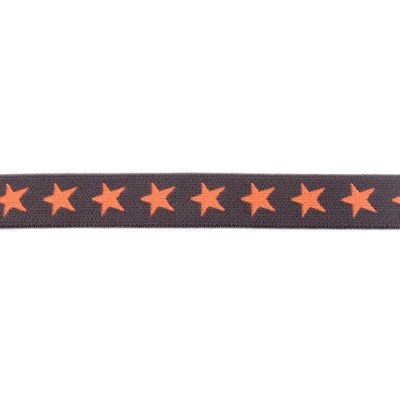 Elastikk med stjerne, 20mm, Grå/oransje - 2m