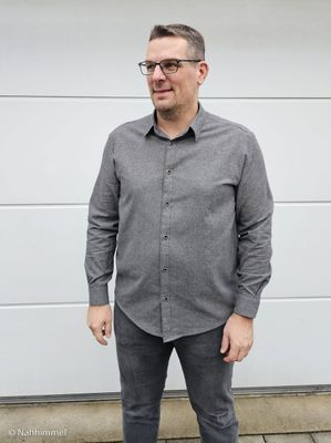 Børstet bomull/flanell, mørk blå melert, 082214-001597