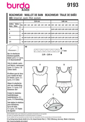 9193 - Burda - badedrakt & hatt