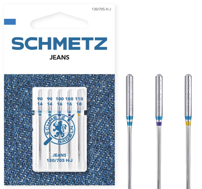 Hovedbilde (23E20) Nåler Jeans H-J 2x90, 2x100, 1x110 130/705H 5stk SCH