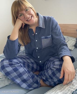 Børstet bomull/flanell, mørk blå melert, 082214-001597