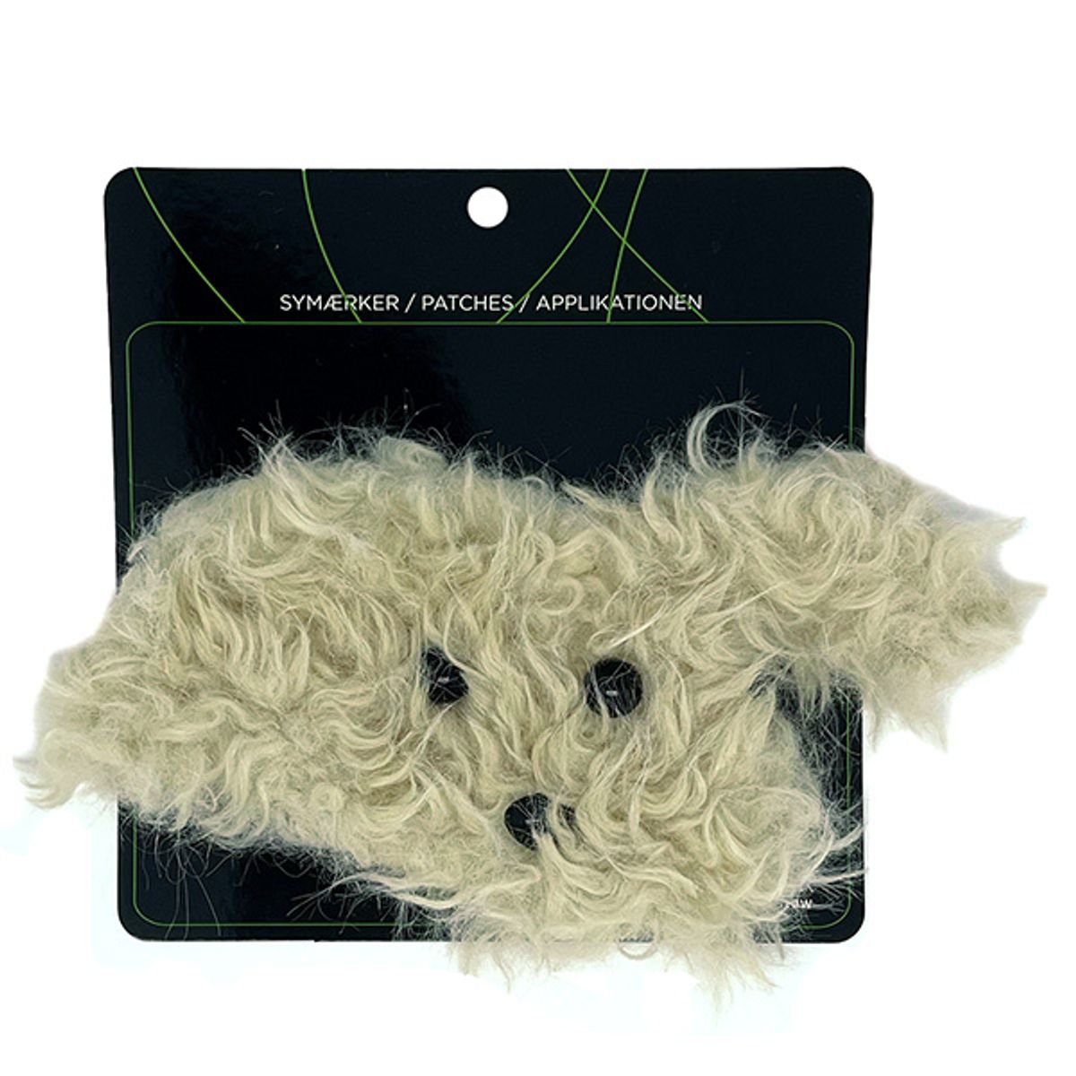 Fluffy hund i pelsstoff 11 x 19 cm