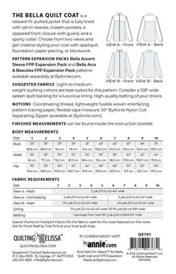 BELLA Quilt Coat, Quilting Elissa