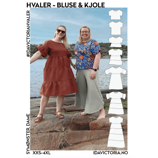 Hovedbilde HVALER - BLUSE & KJOLE str. xxs-4xl