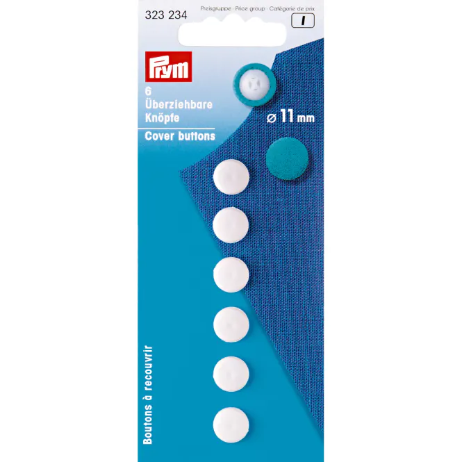 Hovedbilde Prym Overtrekkbare knapper 11mm 6stk hvit 323234