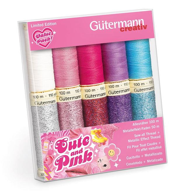 Hovedbilde Gütermann Trådsett Cute and Pink Sew-All 100m 5+5 Metallic 71332