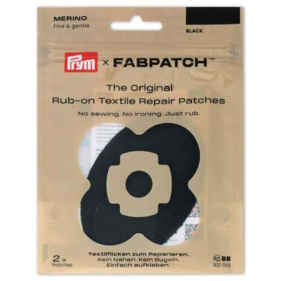 Prym x FabPatch Reparasjonslapp MERINO - Sort - 2stk